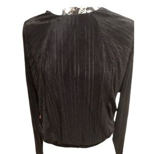 Zara size large sexy black top with a low V cut open back raglan long sleeve